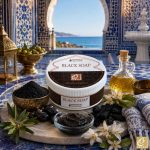 Aktív szenes fekete szappan olívabogyó péppel és neroli illóolajjal – Berber Beauty Natural Thalasso Cosmetics
