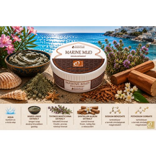 Berber Beauty Tengeri Iszappakolás természetes tengeri iszappal, kakukkfű kivonattal és szantál kivonattal mediterrán tengerparti környezetben