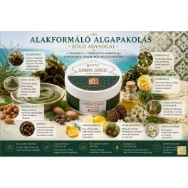 Berber Beauty Alakformáló Algapakolás alapanyagai – tengeri algakivonat, zöld agyag, koffein, mandulaolaj, kamilla, citrom- és cédrus illóolaj