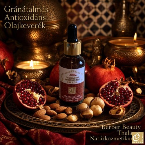 Gránátalma Antioxidáns Olajkeverék 30 ml – természetes antioxidáns arcolaj gránátalma-, szőlő-, barack- és mandulamagolajjal - Berber Beauty